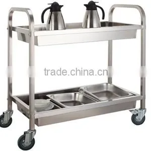 Two Tier Utility Trolley Stainless Steel Kitchen Restaurant Dining Cart 95cm thumbnail-1