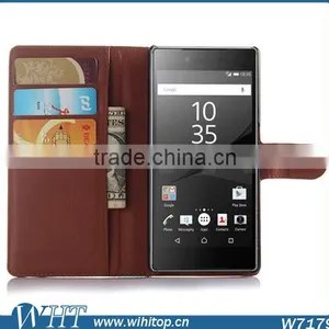 New Arrival Litchi Leather Wallet Flip Stand Pouch Cover Case for Sony Xperia Z5 thumbnail-6