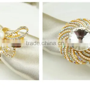 Alloy Cheap Napkin Ring for Wedding Decoration Bulk Wholesale Silver Crystal Pearl Customize thumbnail-5