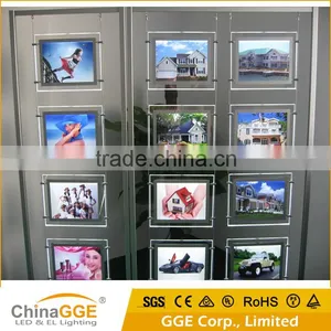 Slim Indoor Wall Hanging Backlit Crystal Advertising Light Box Window Display Real Estate Light Pockets thumbnail-5