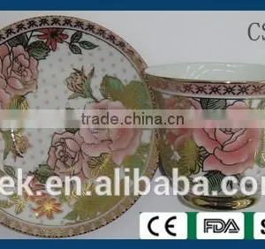 Colored Cafe Tea Cup and Saucer thumbnail-5