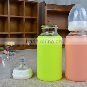 High Quality Cute Baby Feeding Bottle,food Grade BPA Free Baby Feeding Bottle,silicone Glass Milk Bottle for Baby Feeding thumbnail-1