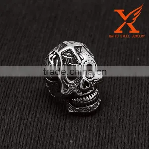 In Stock Male Jewelry Drop Ship 2016 Fashion Ring Stainless Steel Rings For Man Big Tripple Skull Ring Punk Biker Jewelry thumbnail-4