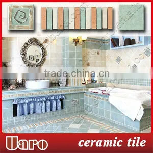 Glazed Decorative Antique Brick Ceramic Vintage Blue Ceramic Bathroom Set thumbnail-1