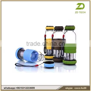 Wholesale Fancy Glass Water Bottle Infuser Custom Borosilicate Glass Water Bottle With Silicone Sleeve ZDS2009 thumbnail-1