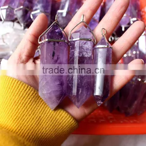 Natural Amethyst Crystal Pendants With Different Sizes thumbnail-1