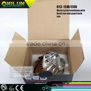 15W LED U13 Motorcycle Lamp With Angel Halo Eyes thumbnail-3