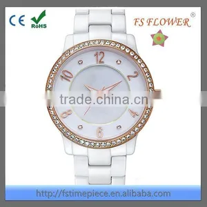 FS FLOWER - Ladies Fashion Trendy White Ceramic Waterproof Wrist Watch thumbnail-1
