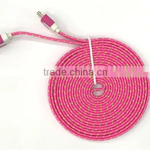 New Arrival Micro Colorful Noodle Flat Data Sync 3m USB Charging Cable for Cell Phone thumbnail-6
