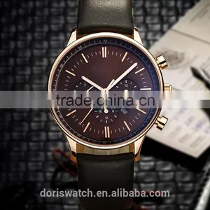 New Products With Your Logo Luxury Three Eyes Case Leather Light at Night Sports Watches Men thumbnail-1