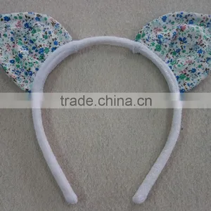 Cute Cat Ears Velvet Headband With Printed Fabric thumbnail-1