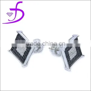 925 Silver Jewelry Wholesale Micro Pave Setting Cubic Zircon Stud Earrings thumbnail-1