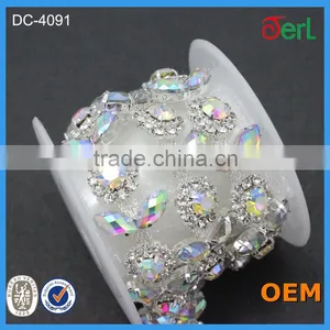 2016 New Arrival Beaded Crystal Chain Trimming for Wedding Dress Belt Designs thumbnail-3