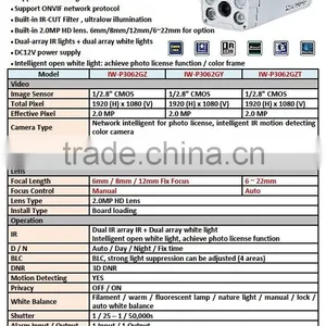 IW-P3062GZT 2MP Auto Focus License Plate Recognition CCTV Camera thumbnail-2