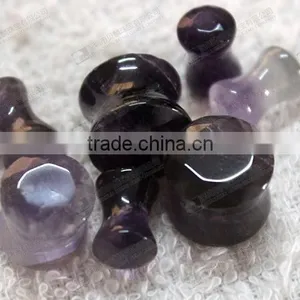 Natural Amethyst Double Flare Gemstone Ear Plugs,ear Piercing Plugs thumbnail-1