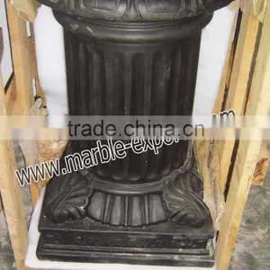 Black Marble Inlay Dining Table Base thumbnail-1