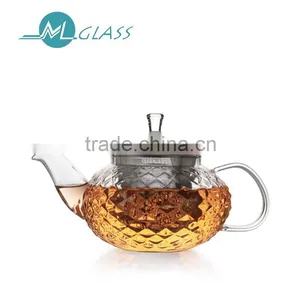 Wholesale 600ml High Borosilicate Glass Teapot With Stainless Stell Lid Infuser N6467 thumbnail-1