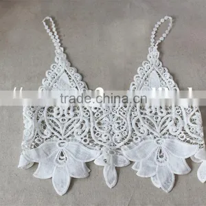 High Quality Big Lily Flower Pattern Polyester Kintted Embroidery Vest for Wholesale thumbnail-3