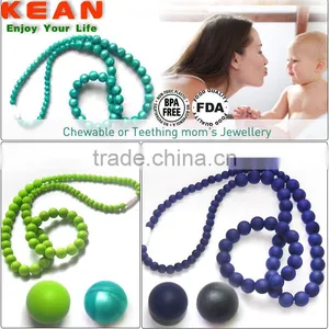 Salmon Orange Chew Silicone Teething Necklaces Have a Breakaway Clasp Make by Food Grade Silicone thumbnail-1