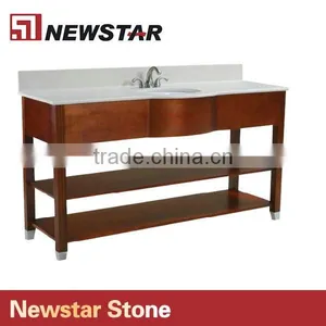 36 Inch Industrial Single Wooden Base With Cararra White Top thumbnail-2