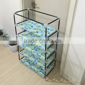 Shoes Storage Rack 4 Tiers Metal Shoes Shelf Organizer Holder Fabric Stand Closet thumbnail-1