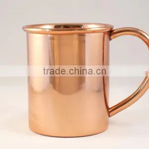 16 oz Solid Copper Mug - Authentic Moscow Mule Mugs With Riveted Handle thumbnail-2