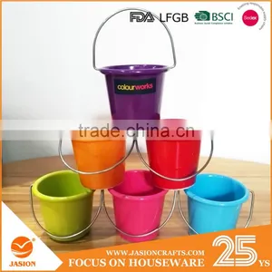 Pastel Colored Set of 4 Eggs Cups Small Mini Bucket Metal Tin Egg Holder thumbnail-1