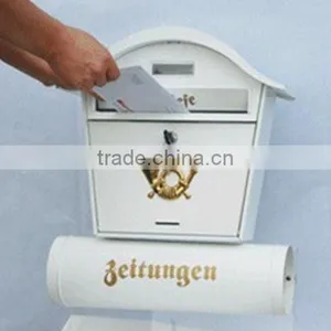 FQ-103 Wall Mounted Iron Plate Mailbox With or Without Newspaper Cube for Outside Can be Painting With Different Colors thumbnail-2