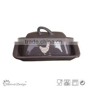 New Design Stonware Hens Lay Eggs Animal Butter Dish thumbnail-2
