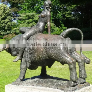 Bronze Foundry Bronze Bull Sculpture Nude Woman Bronze Sculpture for Garden thumbnail-2