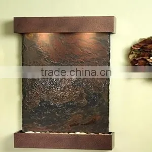 Restaurant Interiors Decoration White Waterfall Wall Indoor Wall Mounted Stone Fountain thumbnail-1