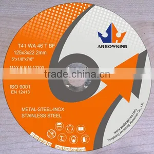 5" 125x3x22.2mm Super Thin Flat Resin Bonded Reinforced Cutting Wheel for Stainless Steel thumbnail-1