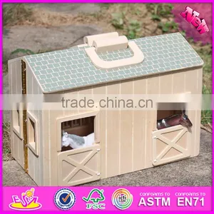 2016 New Design Children Miniature Toys Wooden Toy Horse Stable W06A166 thumbnail-4