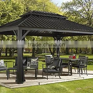 12x16ft Garden Charcoal Assembled Aluminum Hardtop Gazebo thumbnail-1
