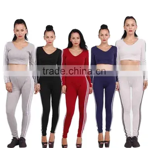 Women Autumn Winter Sport Tracksuits New Cropped Suits Skinny Sweatsuits Hooded Tracksuits Sport Wear Running Set thumbnail-1