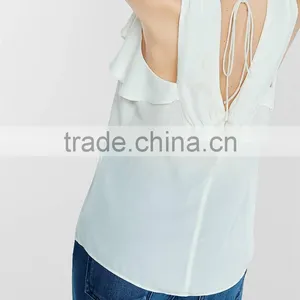 2016 Fashion Flowy Ruffle Tie Back Tank HST8029 thumbnail-4