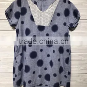 GZY Stock Short Sleeve Goog Quality Cotton Blouse Neck Design thumbnail-4
