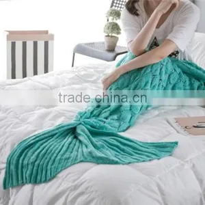 TV Blanket Knitted Fish Scale Mermaid Tail Blanket Colorful Sleeping Bag thumbnail-5