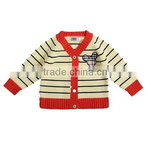 Contrast Color Trim Baby Cotton Sweater Cardigan thumbnail-1