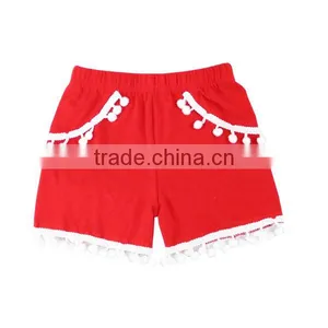 Wholesale Girls Shorts Children Kids Shorts With Pom Ruffle Summer Shorts thumbnail-3