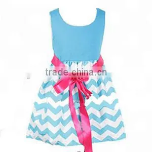 Toddlers Children's Girls Belt Pluz Size Stripe Dress Chevron Dress Newest Matching Wear Hotsale Cotton Summer Peasant Dresses thumbnail-1