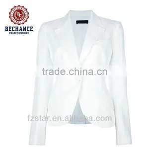 Woman White 70% Cotton 30% Linen Jacket thumbnail-1