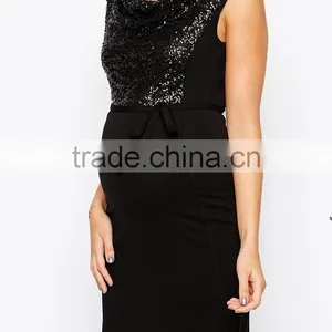 Maternity Sequin Cowl Neck Office Dress for Pretty Mother Bodycon Dress thumbnail-1