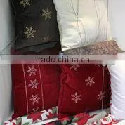 Assortment of Christmas Cushion Covers Embroidered Cotton Velour With Piping thumbnail-1