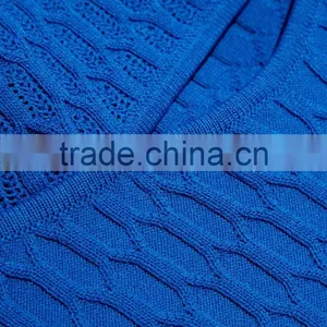 Sexy Designed Deep V-Neck Plain Blue Sweater Crop Top for Ladies thumbnail-4