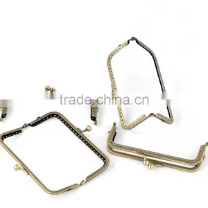 Metal Frame Kiss Clasp Pattern Carved For Purse Bag Antique Bronze 12.7x6.6cm(Open:12.3x12.5cm),2Pc,Newest thumbnail-1