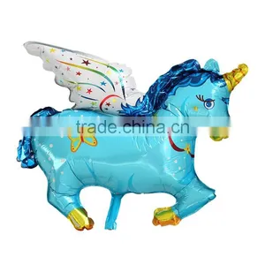 Aluminium Foil Balloons Party Decoration Unicorn Pegasus Blue Butterfly Pattern thumbnail-1