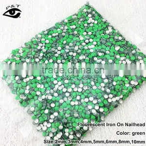 3MM Fluorescent Neon Green Studs Fluo Color Nailhead Hotfix Metal Studs thumbnail-1