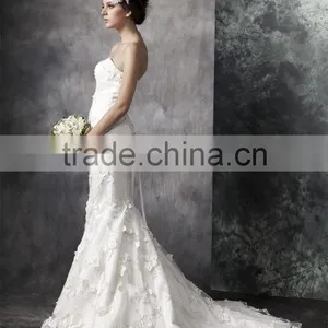 Mermaid Sweetheart Court Train Wedding Dress Elegant Lace and Satin Bridal Gown AS30202 thumbnail-1