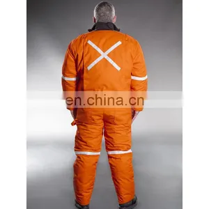High Quality Cotton Cold Storage Freezer Suits Winter Coverall With Reflective Stripe thumbnail-5